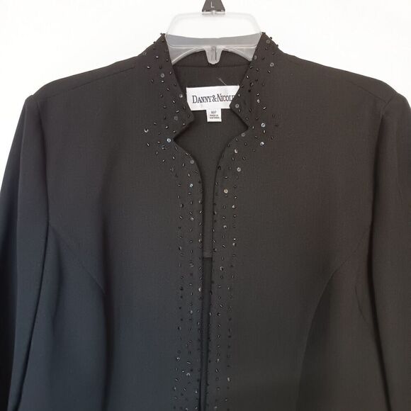 Danny & Nicole Size 16P Black Unlined Blazer with Sequin Trim Detail - Picture 1 of 11